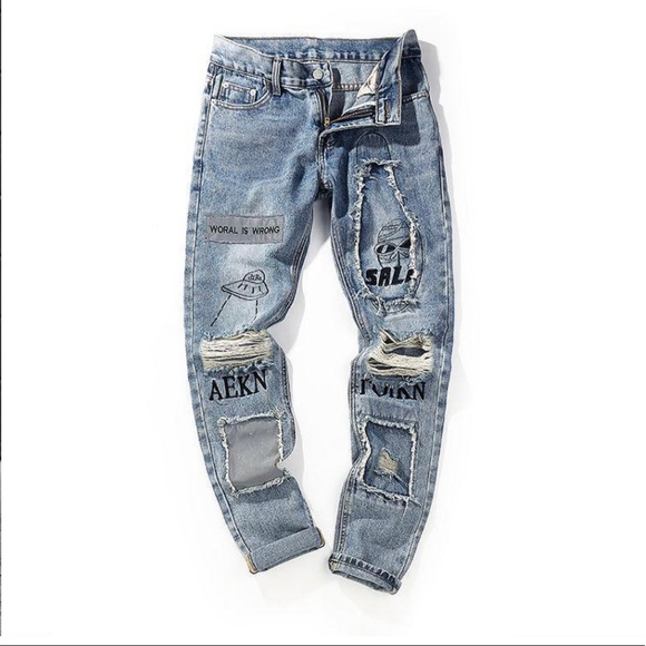 Distressed Graffiti jeans from Urban Society - Picture 1 of 4